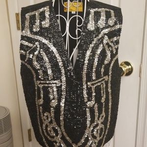 Fabulous black & silver sequined vest